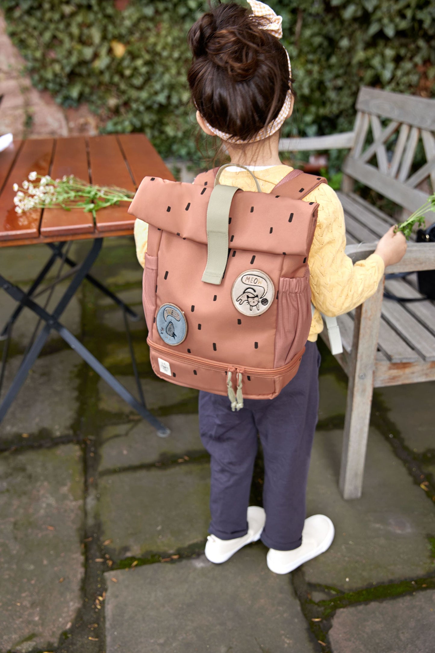 Kindergartenrucksack Rolltop - Happy Prints, Karamell