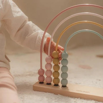 🌈 Little Dutch – Regenbogen Abakus Rosa Fairy Garden | Lernspielzeug aus Holz