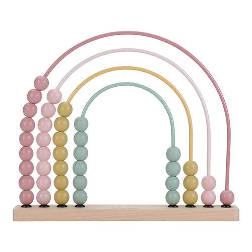 🌈 Little Dutch – Regenbogen Abakus Rosa Fairy Garden | Lernspielzeug aus Holz