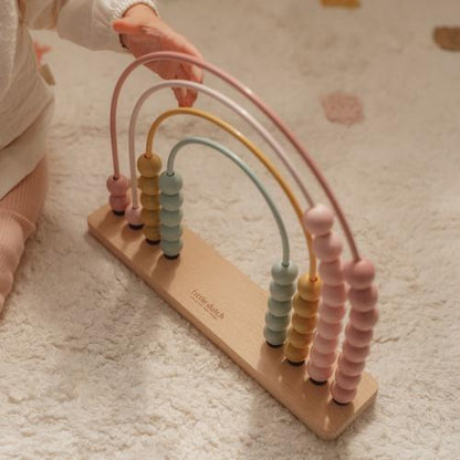 🌈 Little Dutch – Regenbogen Abakus Rosa Fairy Garden | Lernspielzeug aus Holz