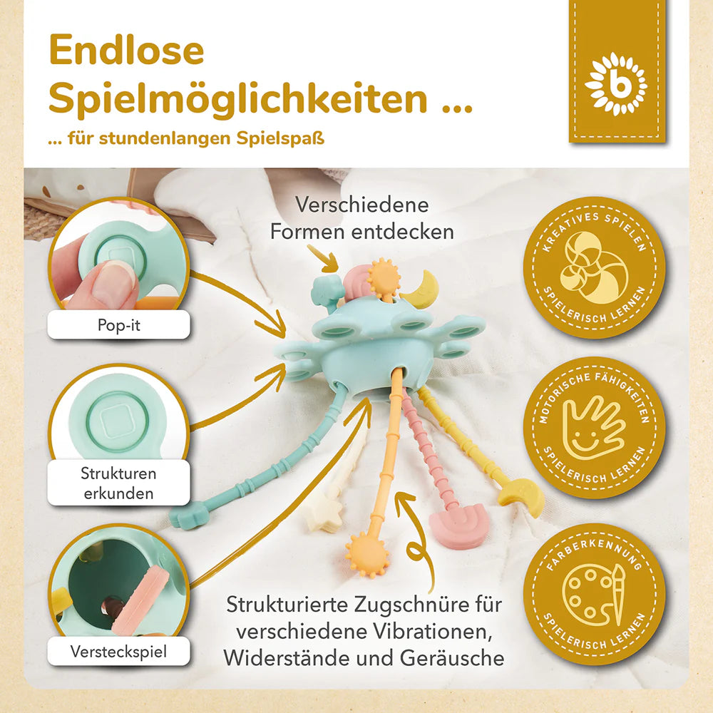 Silikon Activity Planet „Eucalyptus“ – Montessori Spielzeug für kleine Entdecke