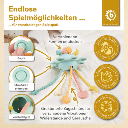 Silikon Activity Planet „Eucalyptus“ – Montessori Spielzeug für kleine Entdecke