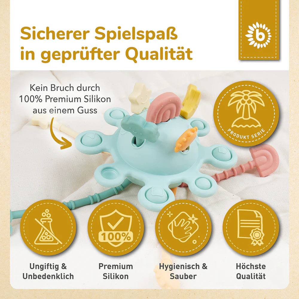 Silikon Activity Planet „Eucalyptus“ – Montessori Spielzeug für kleine Entdecke