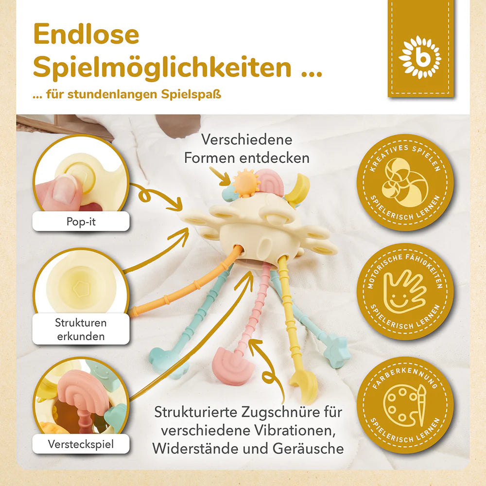 Silikon Activity Planet „Banana“ – Montessori Spielzeug für kleine Entdecker