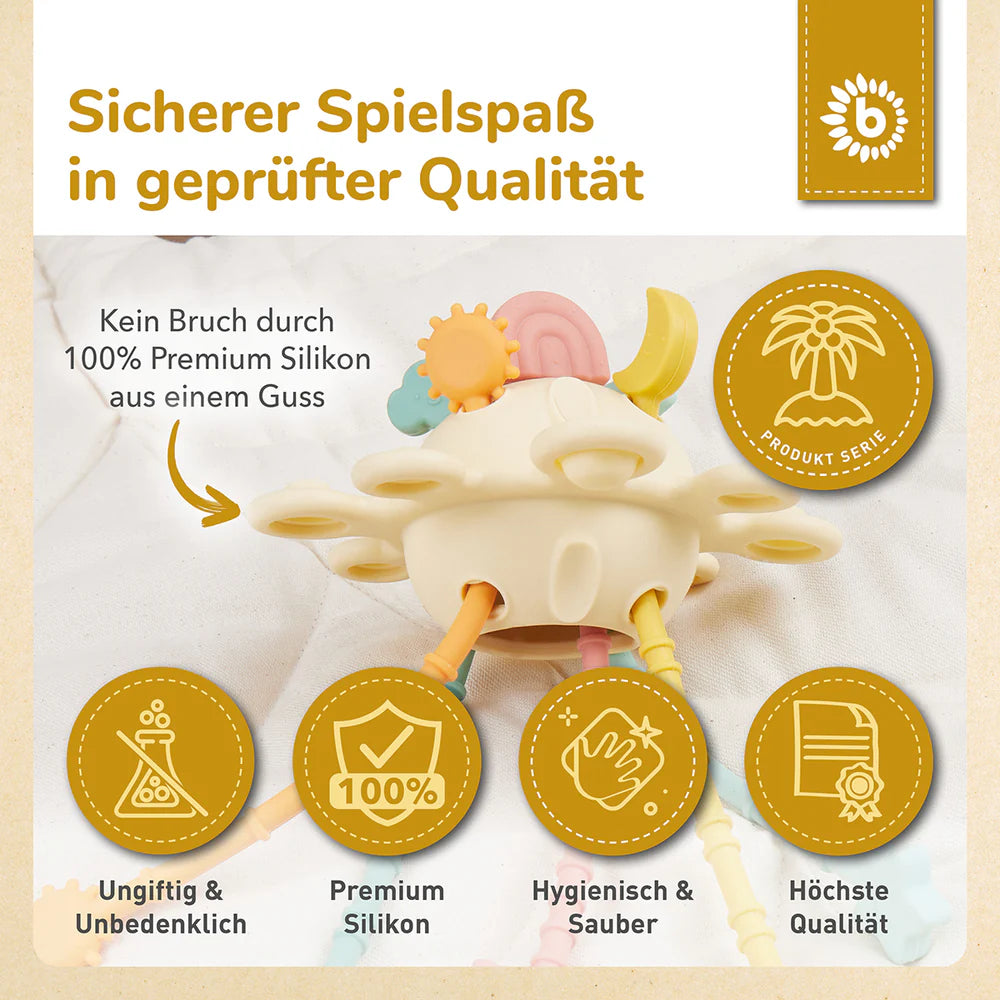 Silikon Activity Planet „Banana“ – Montessori Spielzeug für kleine Entdecker