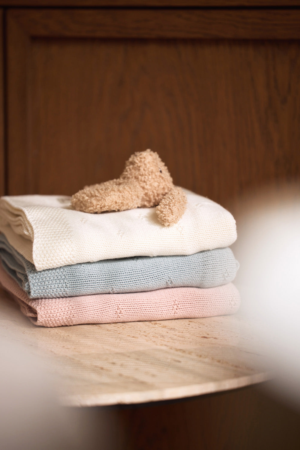 Jollein – Decke Cosy Knit | Strickdecke aus Baumwolle für Babys in Ivory