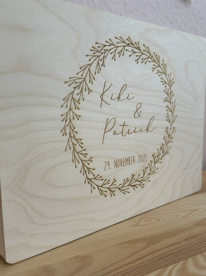 💍 Personalisierte Erinnerungskiste zur Hochzeit – Holzbox mit Gravur 🌿
