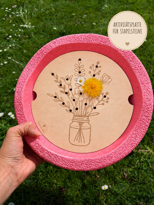 Aktivitätenplatte Stapelsteine / Balanciersteine / Blumensammler Steckplatte / Stapelstein Zubehör / Steckplatte Montessori