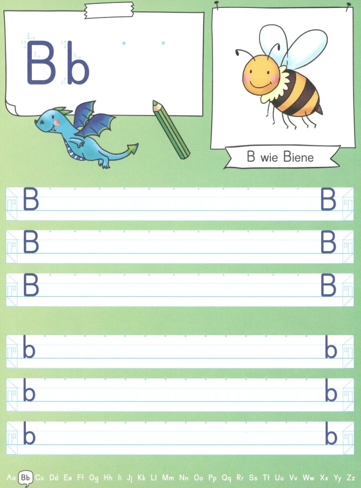 Erstes Schreiben mit Spurrillen- Buchstaben