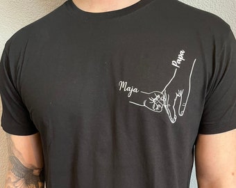 Papa Shirt „Hand in Hand“ – personalisierbares Geschenk für den weltbesten Papa