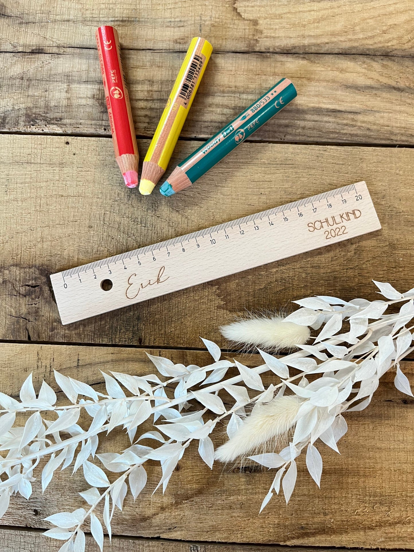 ✏️ Personalisiertes Holzlineal – Einzigartiges Geschenk zur Einschulung
