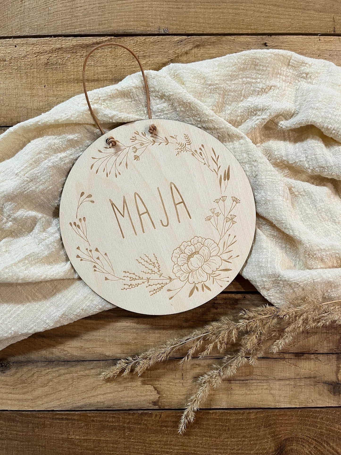 🌿 Personalisiertes Türschild mit Namen – Holzschild für Kinderzimmer oder Babyzimmer 🌸