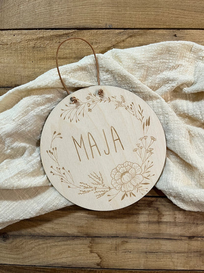 🌿 Personalisiertes Türschild mit Namen – Holzschild für Kinderzimmer oder Babyzimmer 🌸