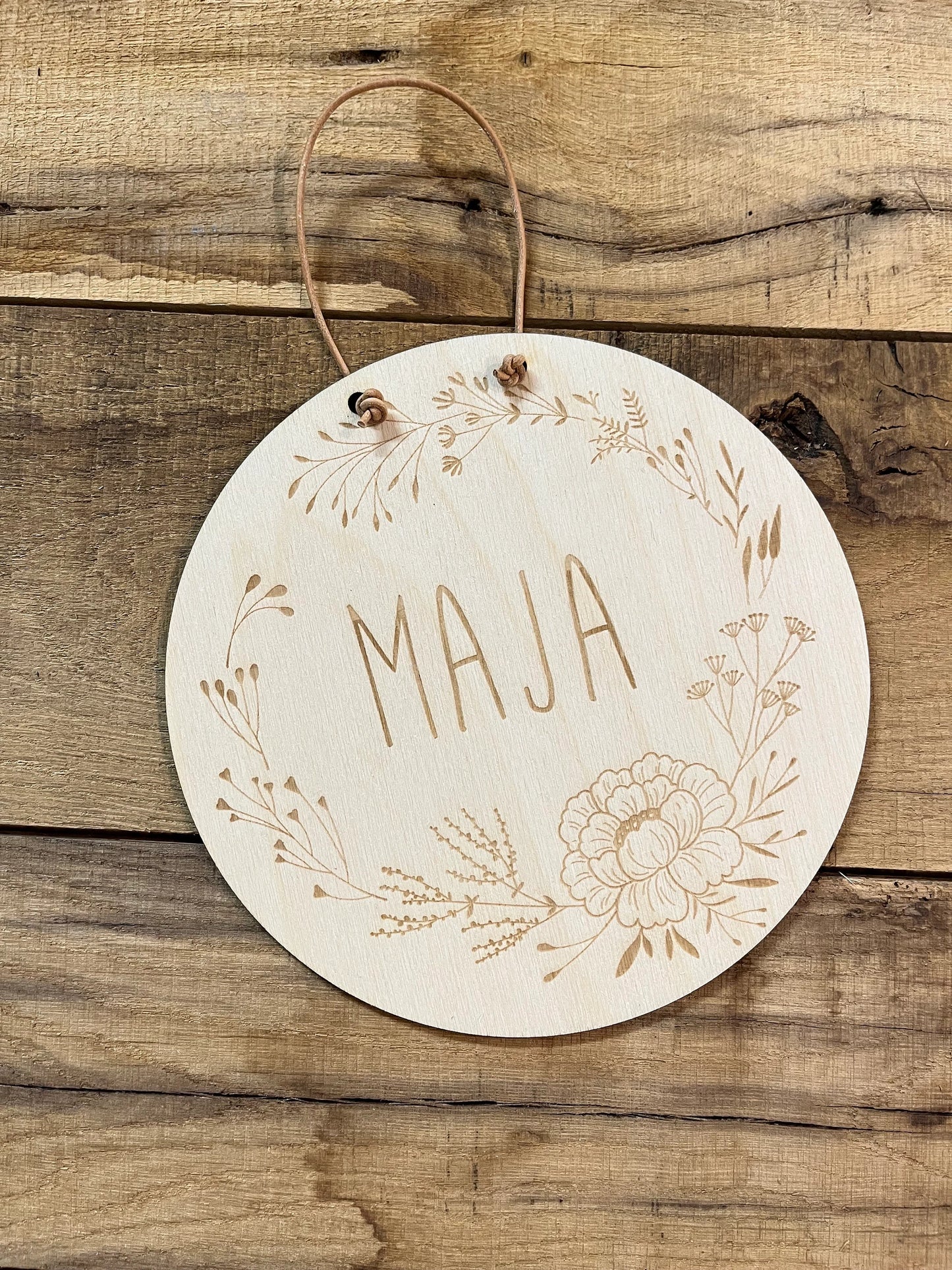 🌿 Personalisiertes Türschild mit Namen – Holzschild für Kinderzimmer oder Babyzimmer 🌸
