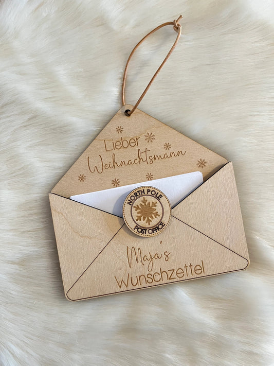personalisierter Briefumschlag für Wunschzettel an den Weihnachtsmann / Wunschzettel Weihnachten / Weihnachtsbrief / Wunschliste