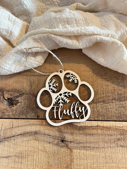 🎄 Personalisierte Weihnachtskugel Hund – Pfotenanhänger mit Name