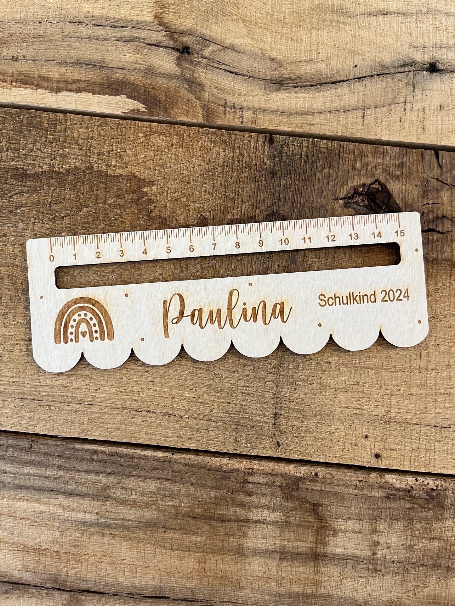 🌿 Personalisierte Lesehilfe / Holzlineal mit Namen – Geschenk zur Einschulung & Schulanfang 🌿