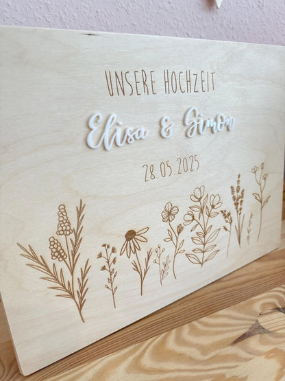 💍 Personalisierte Erinnerungskiste zur Hochzeit – Holzbox mit Gravur 🌿