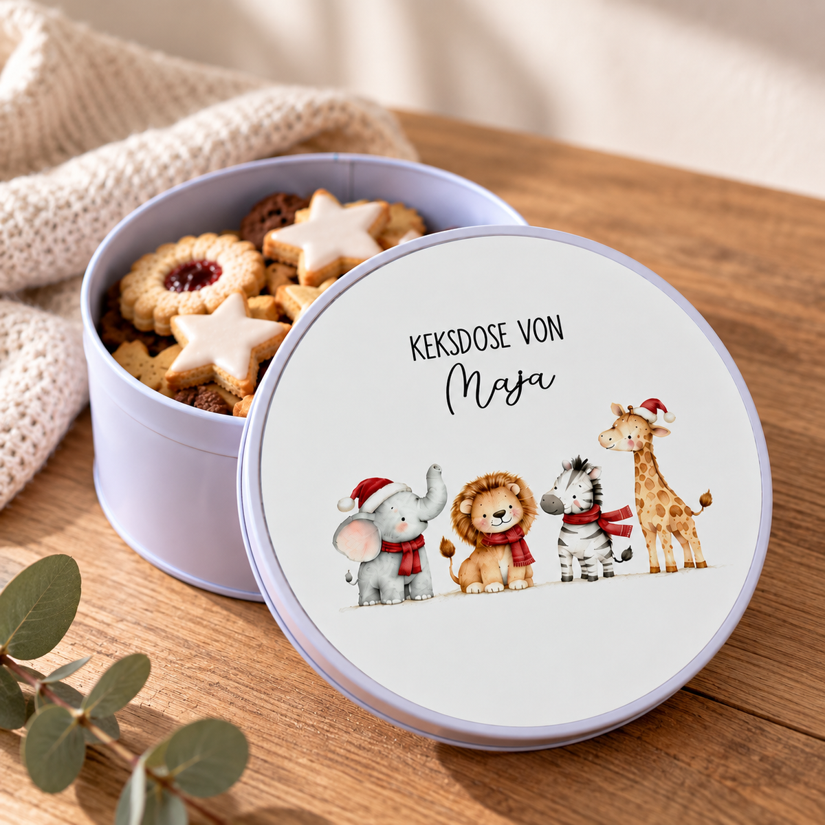 Personalisierte Keksdose für Weihnachten