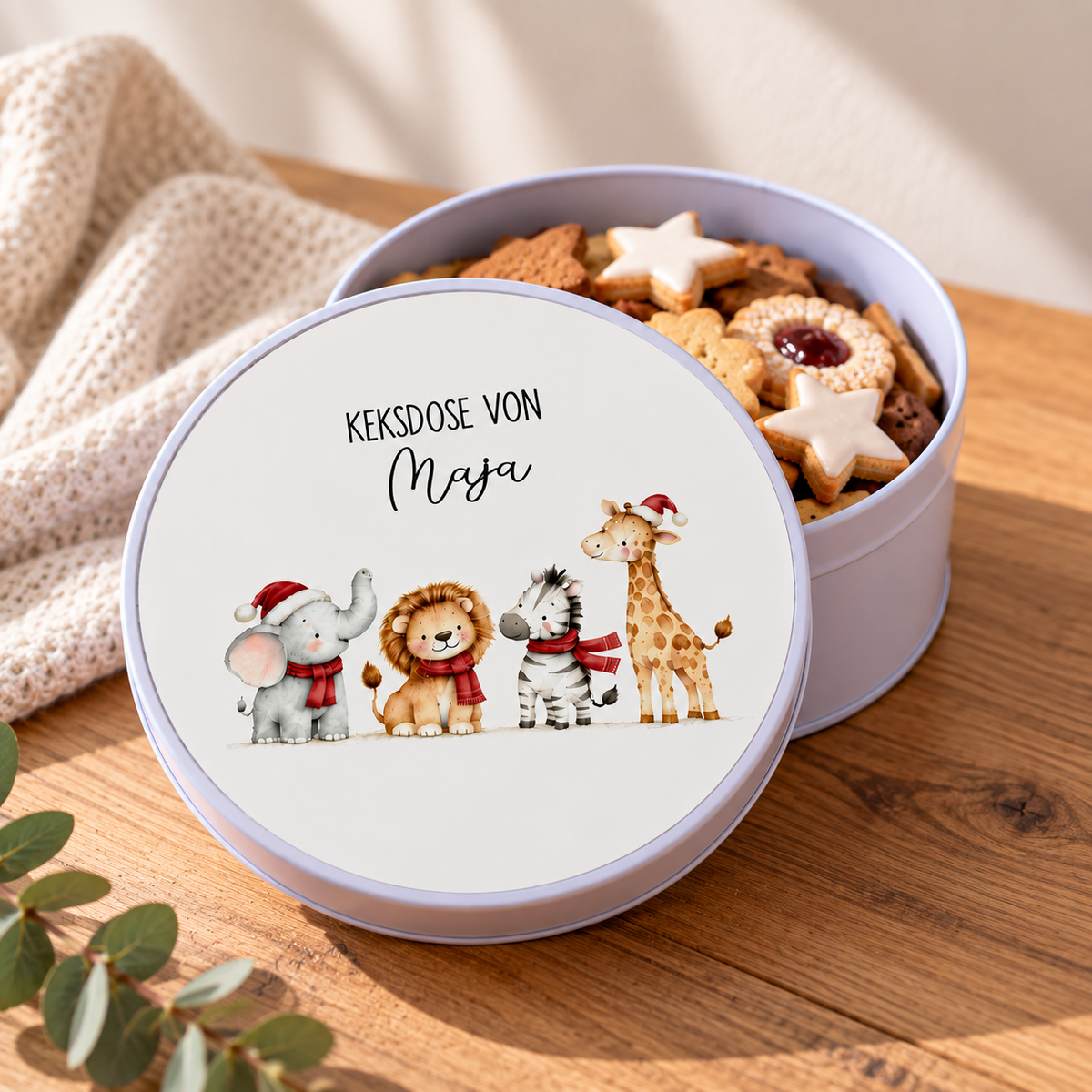 Personalisierte Keksdose für Weihnachten